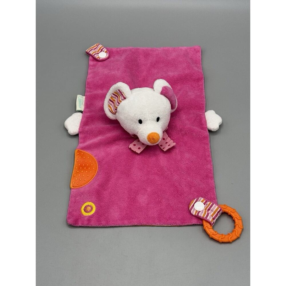 Capelli White Mouse Lovey Plush Pink Baby Security Blanket Teether